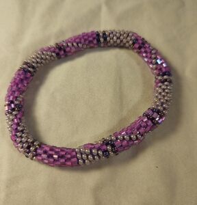Purple Spiral Beaded Bracelet Roll On Style